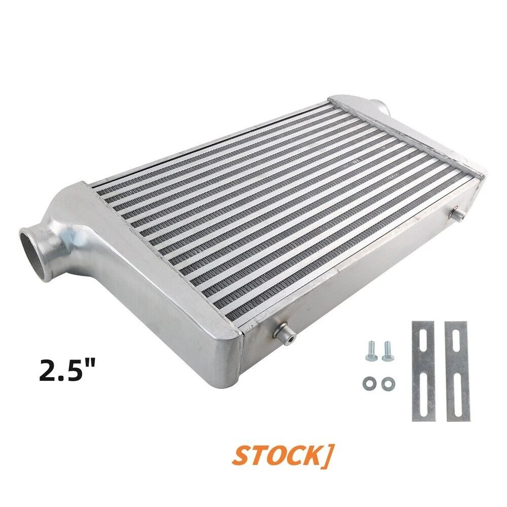 Intercooler Aluminium Universal Ukuran Besar 450X300X65Mm Inlet/Outlet 2.5 "Tabung & Dudukan Depan Sirip