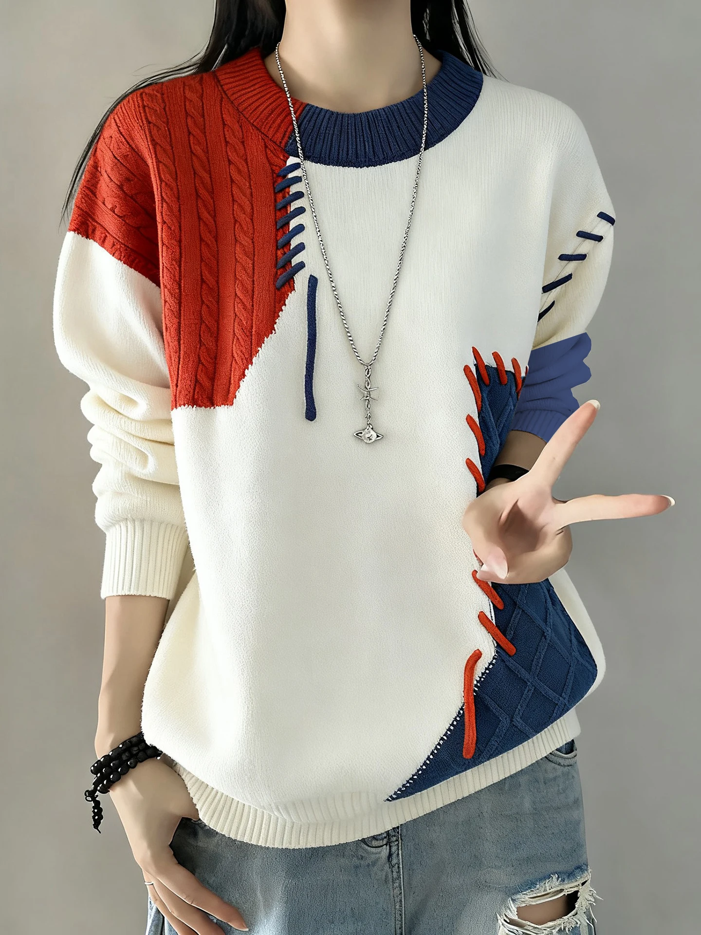 

Cleanfit Men's round Ne Fce Lined Knitwear American Sle Base Layer Lazy Top Winter Warm Long Sve Casual irt