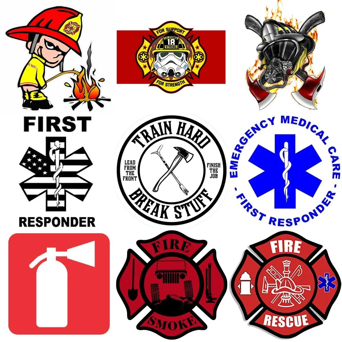 

EMS EMT Firefighter Fire Badge Creative Sticker for Decorate Car Motorcycle Off-road Truck Wall Bicycle Van Decal Accessories