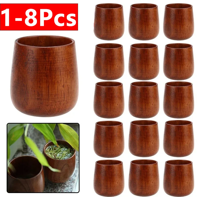 

1-8 Pcs Wooden Cups Primitive Handmade Natural Spruce High Quality Wooden Cup Mug Breakfast Beer Milk Drinkware Product