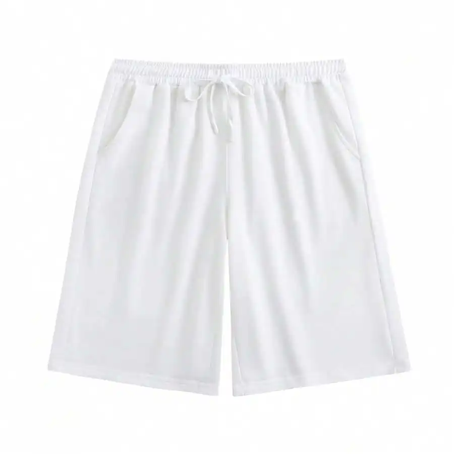 

Mens White Casual Drawstring Shorts Loose Fit For Summer Beach And Daily Wear