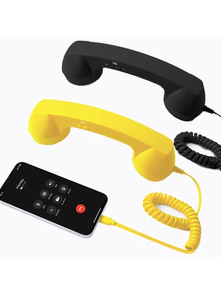 Retro słuchawka do telefonu komórkowego z wtyczką Type-C, nieplączący się przewód, słuchawka do telefonu stacjonarnego, uchwyt, odbiornik w stylu telefonu, przenośny odbiornik telefoniczny. — 2