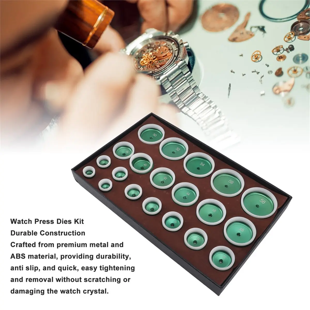 Watch Back Case Press Dies Set 20 to 58mm Sturdy Tool Kit for Watch Repair Watch Repair Tool