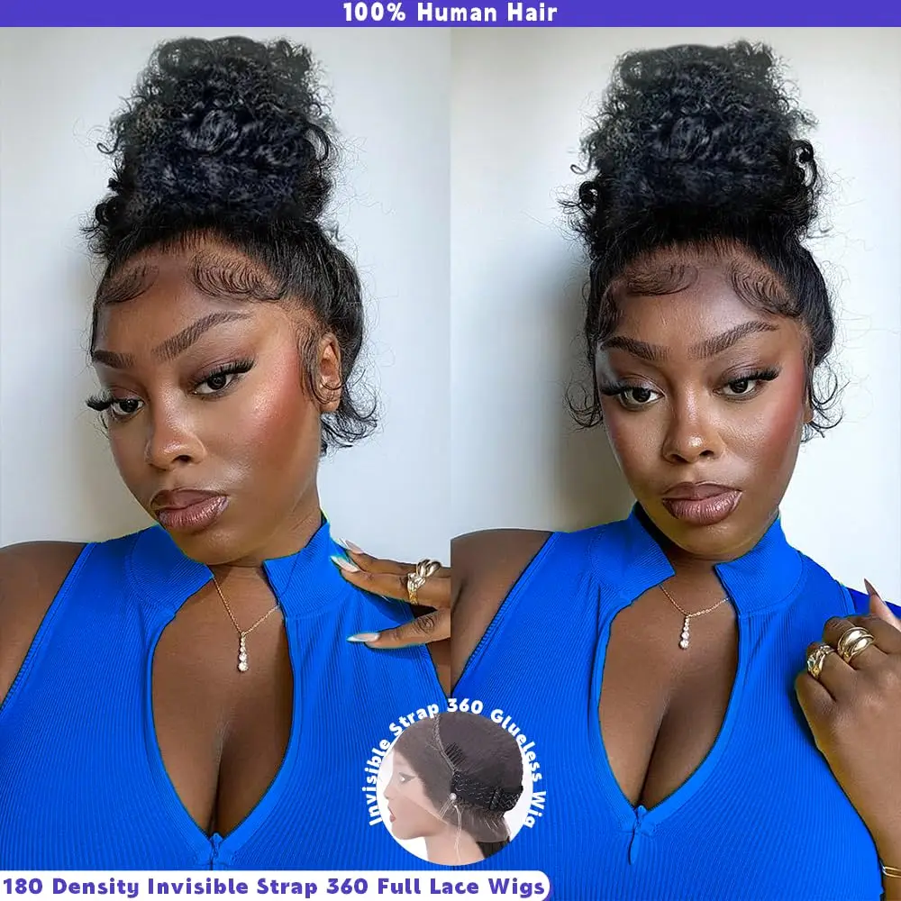 

360 Lace Front Human Hair Wigs Pre Plucked Deep Wave Frontal Human Hair Wigs With Strap Drawstring HD Transparent Lace Front Wig