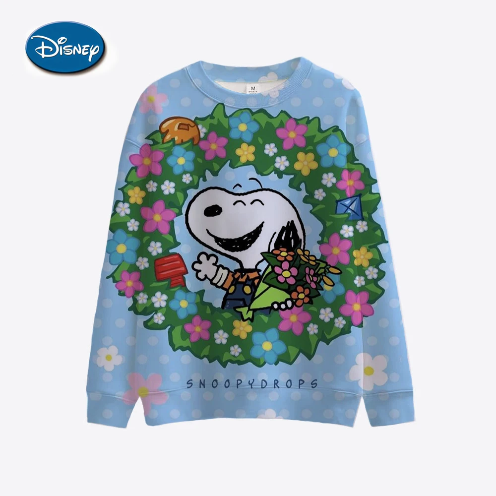 Snoopy Cartoon Anime Women's Hoodie Spring and Autumn Edition O-neck Hoodie 2024 New Super Large Sportswear Top