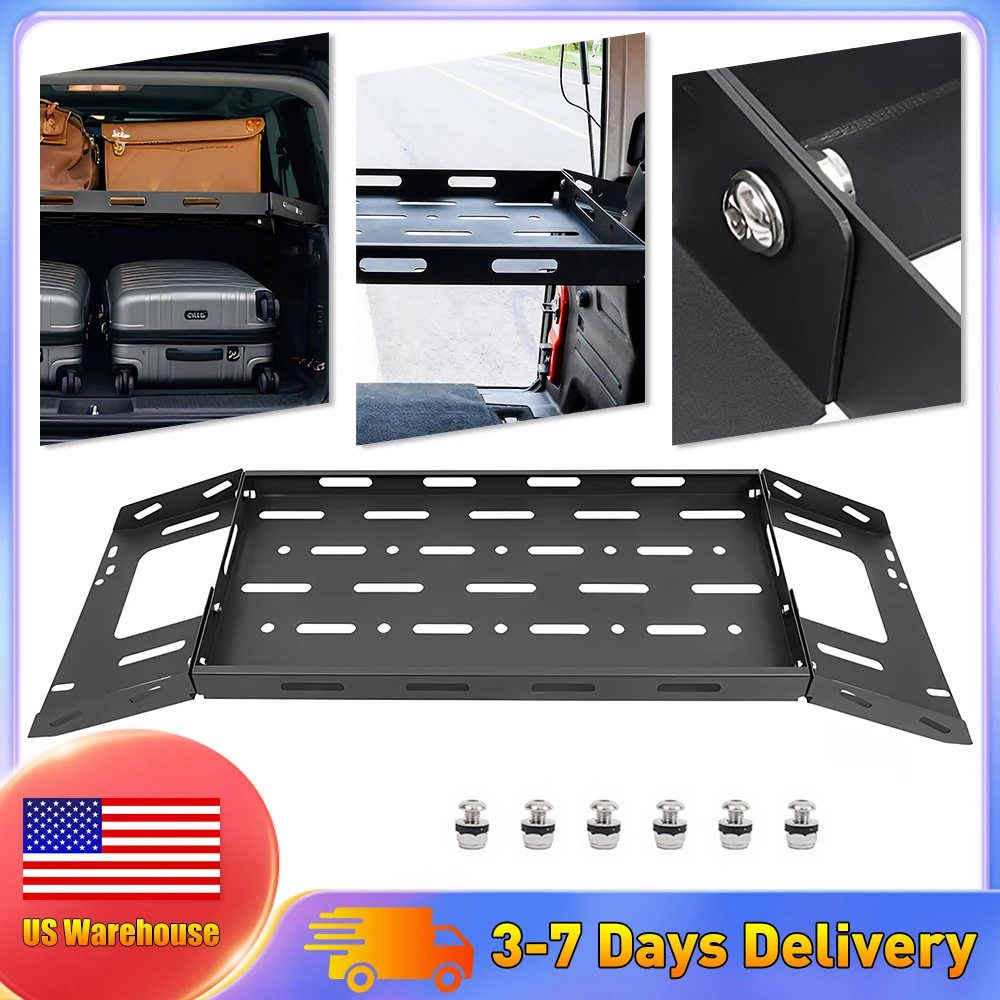 

Rear Trunk Cargo Rack Basket Tray Interior Luggage Carrier Storage Shelf 300 LBS Capacity Heavy Duty Steel for SUV Car Camping