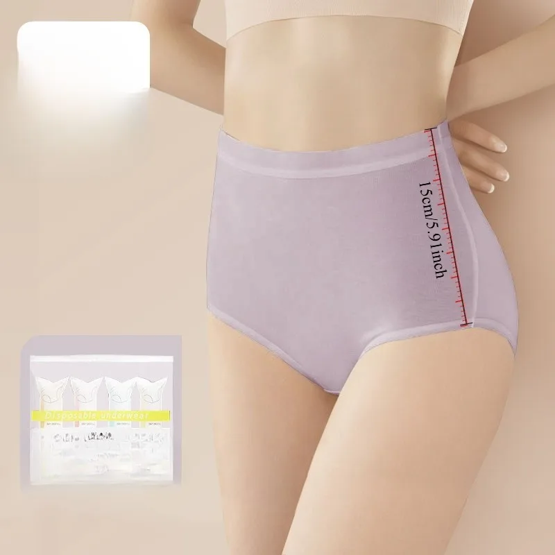 Women Pure Cotton Disposable High Waist Underwear Travel Home Hygiene Essential