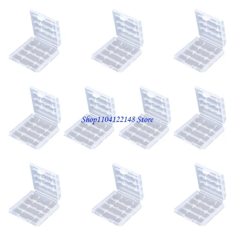 P9FA 10Pack Transparent Battery Holder For 2A 3A Cells Carry Case Hard Plastic Storage Box Shell For Home Offices