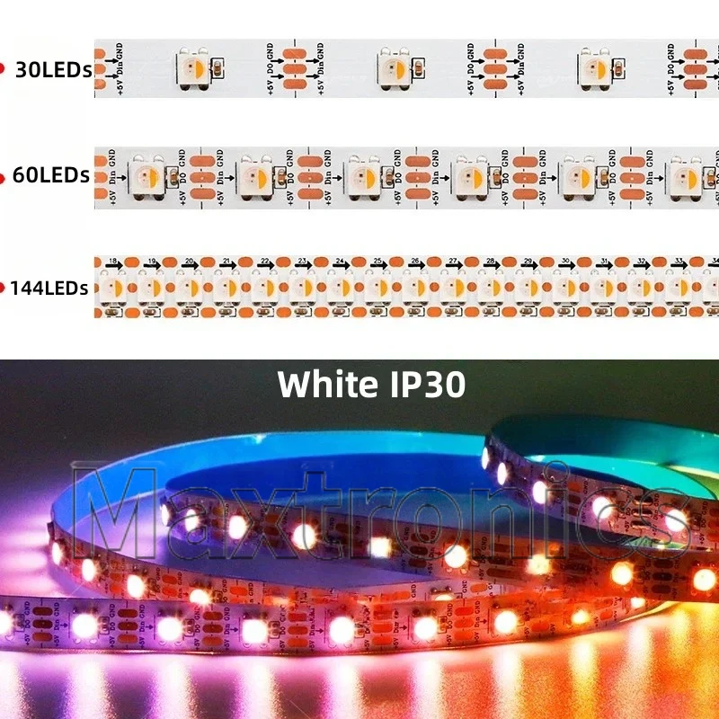 DC5V WWA RGBW RGBWW SK6812 LED Strip (Similar WS2812B) 4 in 1 30/60/144LEDS White IP30/65/67 Individual Addressable Pixel Lights
