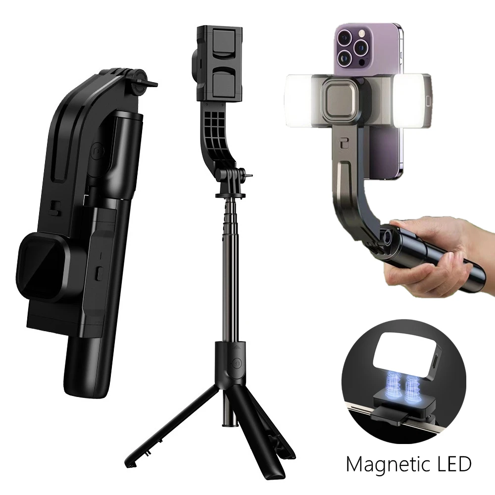 360° Rotatable 1-Axis Foldable Gimbal for Mobile Anti Shake Smartphone Stabilizer Selfie Stick with Tripod and Remote Control