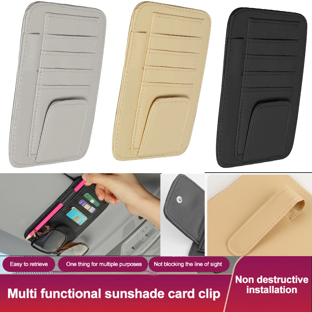 

Multi Pocket Organiser Storage Card Holder 1PC Car Mask Storage Organiser Interior IC Card Glasses Clip Sun Bag Car Storage