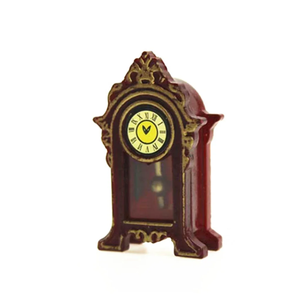 1/12 Doll House Miniature Wooden Pendulum Clock Simulation Furniture Model Toys for Mini Decoration Dollhouse Accessories