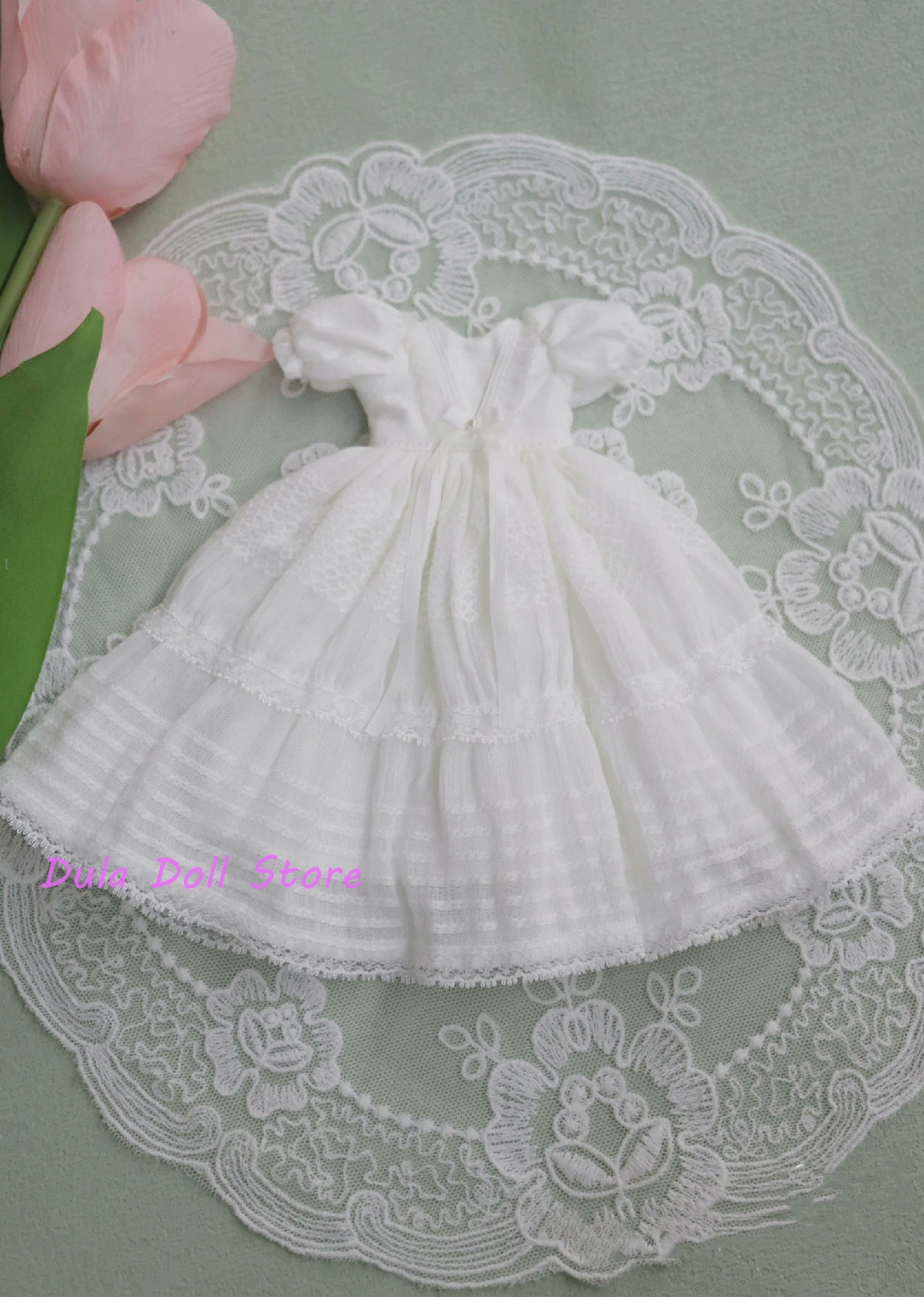 (Vendita speciale) Vestiti per bambole Dula Abito bianco estivo a maniche corte doppia gonna Blythe ob24 Bjd Doll