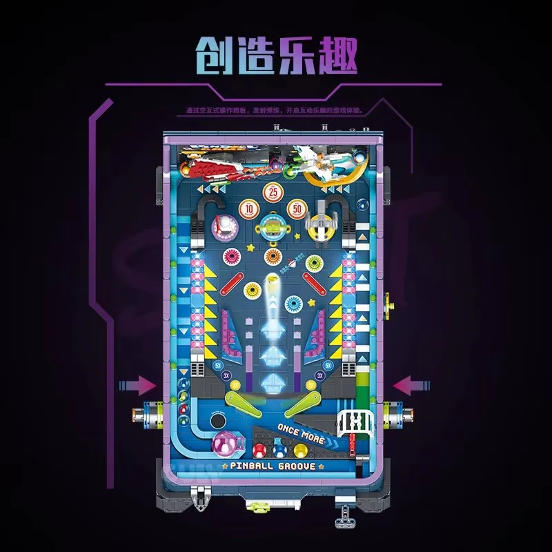 

IGULY 60526 2309pcs MOC Game Machine Pinball Table Building Blocks Bricks Model Assembling Toys for Children Christmas Gift Set