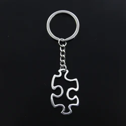 Hot Fashion Jigsaw Puzzle Piece Autism Awareness 41x25mm Pendant Key Ring Chain Silver Color Men Car Gift Keychain Dropshipping