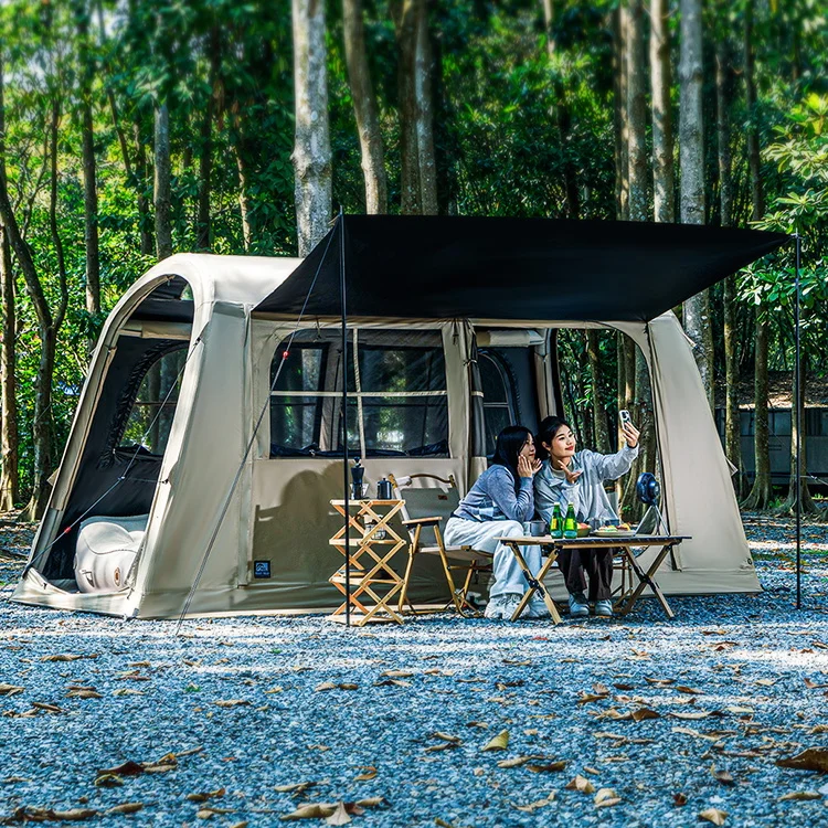 

Outdoor Inflatable Tent with Large Waterproof Oxford Canopy Connectable Roof Design for Adventure Adventures