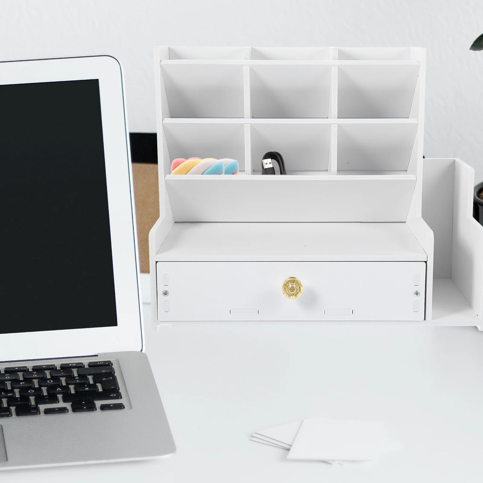 

Plastic Desktop Organizer Multi-Functional Pen Holder Stationery Storage Rack Office Desk Storage Box Rustic Desk Organizer