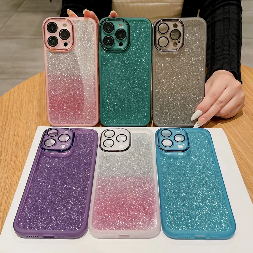 เคสโทรศัพท์กรอบเคลือบกลิตเตอร์สำหรับ Xiaomi 11T 12 12T 13 13T Lite Pro 11i Series 5G 12X Civi2เคสใส TPU นิ่มกันกระแทก