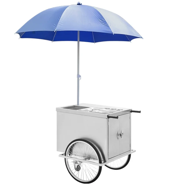 Stainless steel push food cart Street food truck/push street hot dog cart
