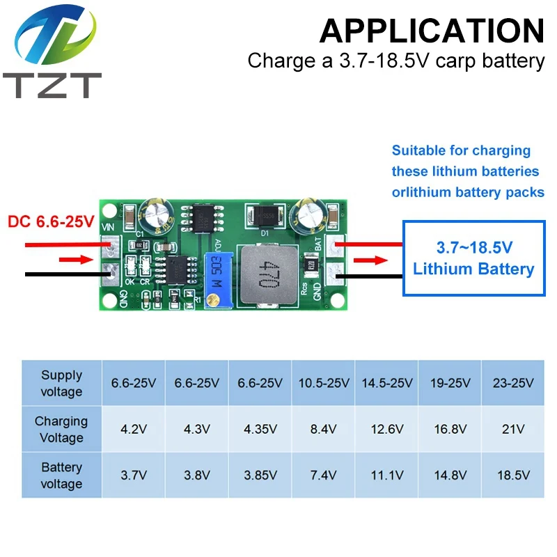 DIYTZT DD28CRTA 1A 3.7-18.5V Charging Board For Lithium Batteries Or Lithium Battery Packs Battery Charger Module