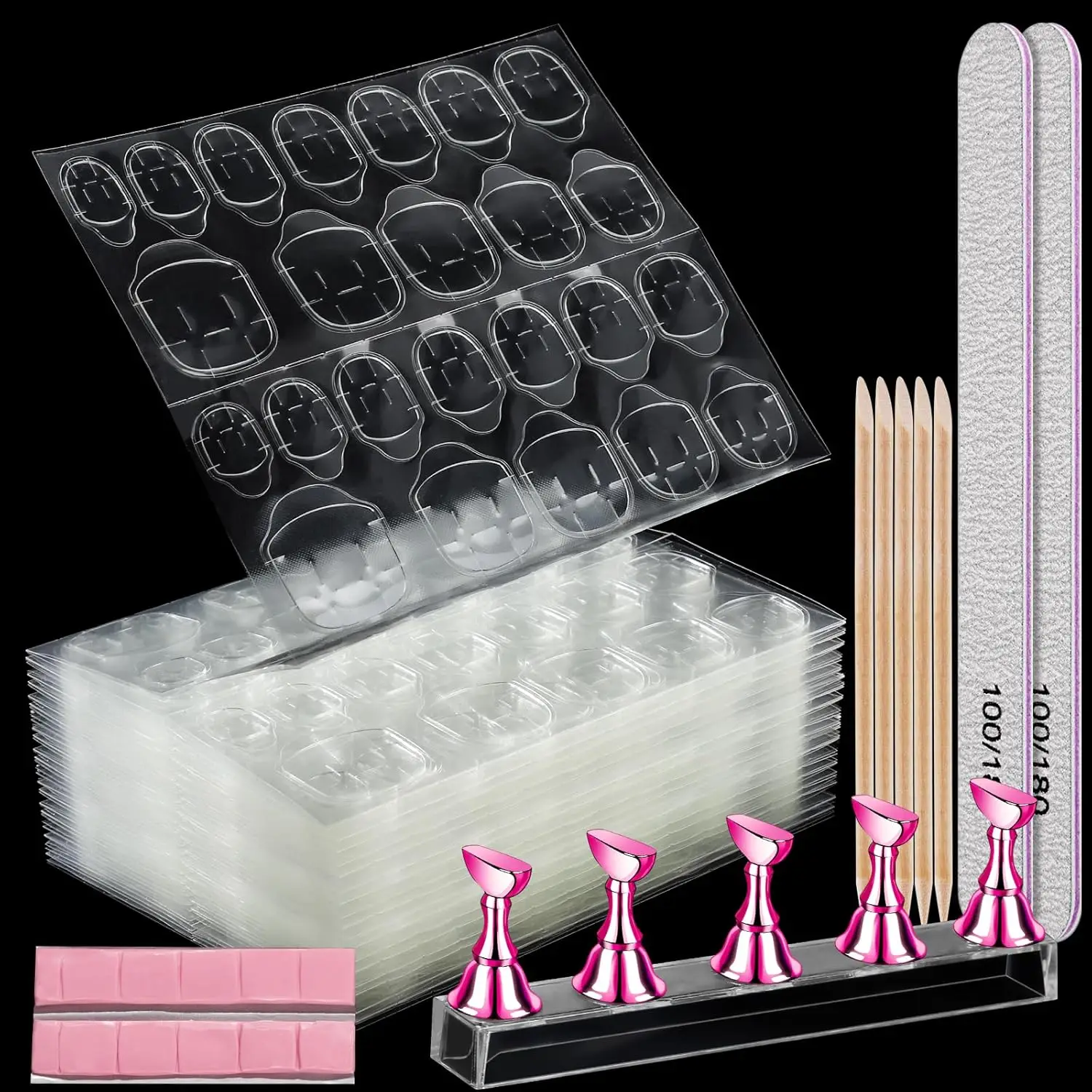 

480Pcs Nail Adhesive Tabs with Stand, Double Sided Glue Stickers for Press On Nails, Reusable & No Damage