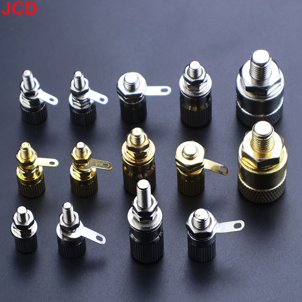 4mm Banana Female Socket Wiring Terminal Connector Copper Nickel Plated M4 M5 Speaker Amplifier High Current Grounding Column