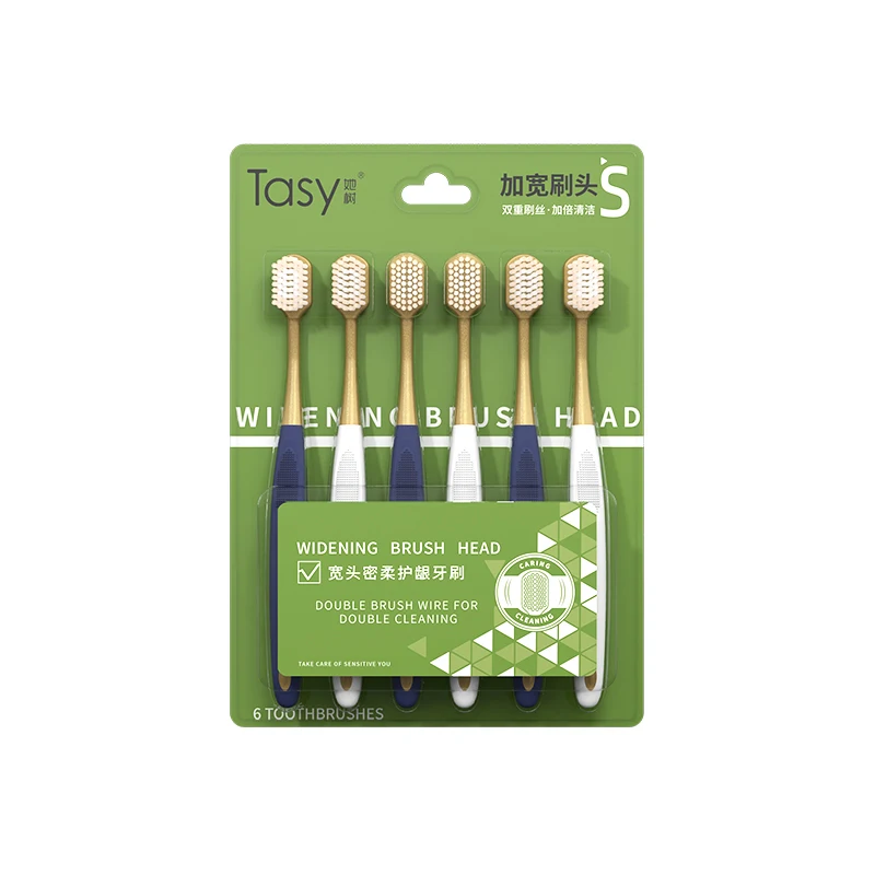 

6 Piece Adult Toothbrush Set, Wide Head Ultra - Fine Bristles for Oral Cleaning & Gum Protection