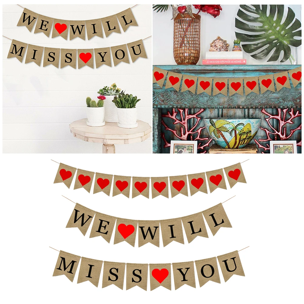 

2 pcs Burlap Heart Banner Decoration Heart for Valentine Engagement Wedding Photo Prop Sign Hanging Pendant