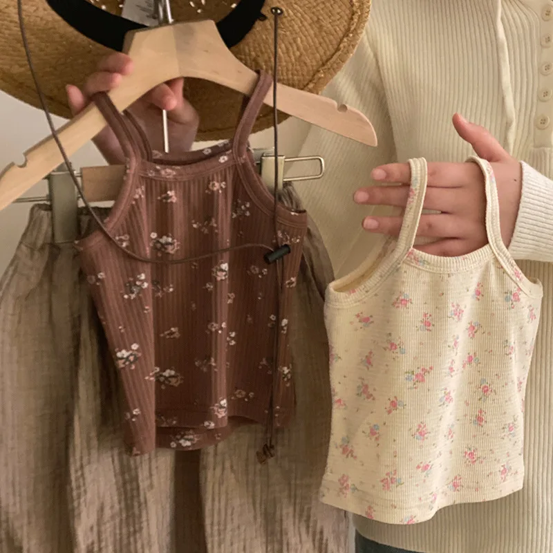 الكورية نمط الأزهار بروتيل طفل الفتيات الصيف جديد الفتيات أعلى مطبوعة أنيق أكمام تنوعا عارضة قاعدة سترة الفتيات #5