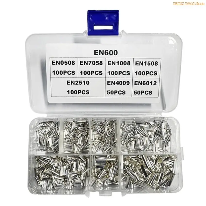 K1AE Pack of 600 Wire End Ferrules Assortment Copper Wire End Ferrules set Uninsulated Cable Sleeves for Wire Connection