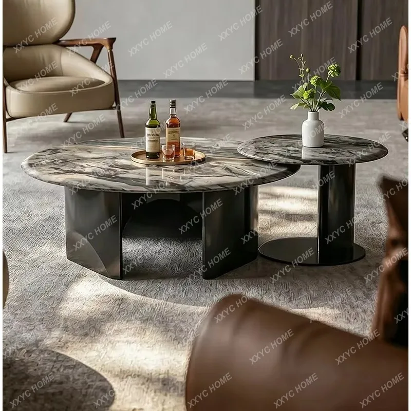 XXVenice brown luxury stone coffee table light luxury  living room natural marble table