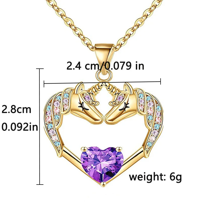 Fashion Creative Dazzle Crystal Little Girl Unicorn Necklace Female New Moon Pony Children Pendant Gift for Good Friends