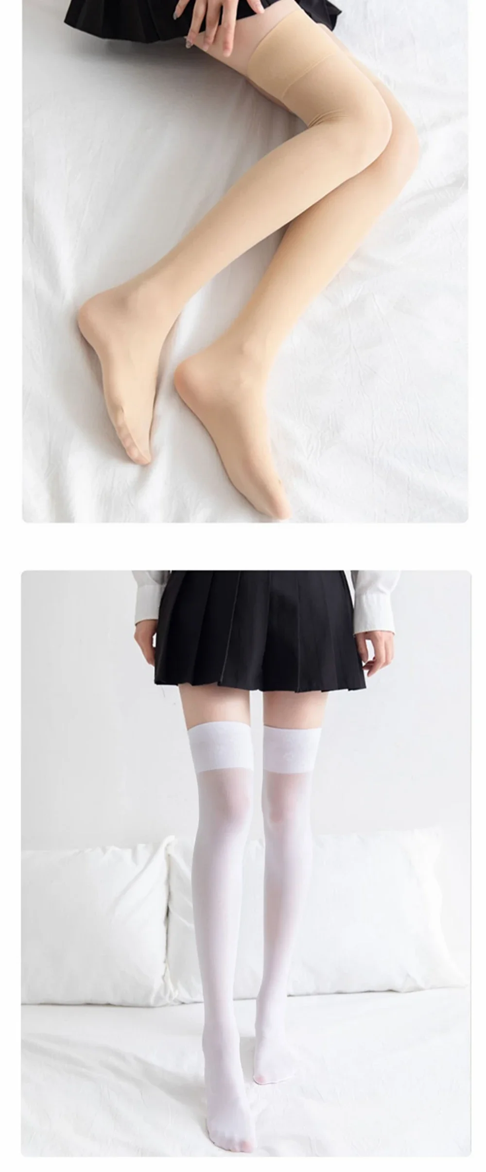 Kompressionsstrümpfe für Damen, kniehohe Socken, sexy Frühlings-Antirutsch-Hohe Socken, lange Strümpfe in Schwarz, Grau, Weiß, Kniestrümpfe – Detail 16