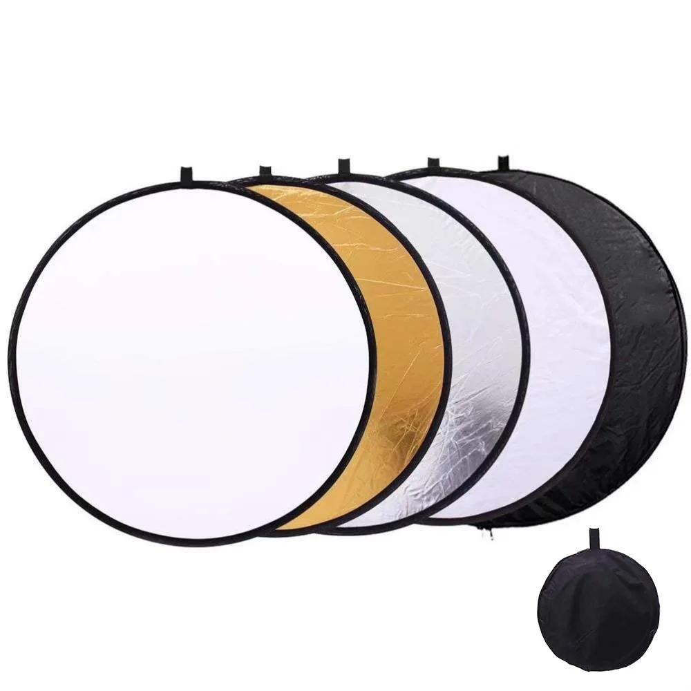 5 In 1 Translucent, White, Silver,gold,black Reflector Photography Collapsible Reflectors Panel Light With Bag For Photo Studio