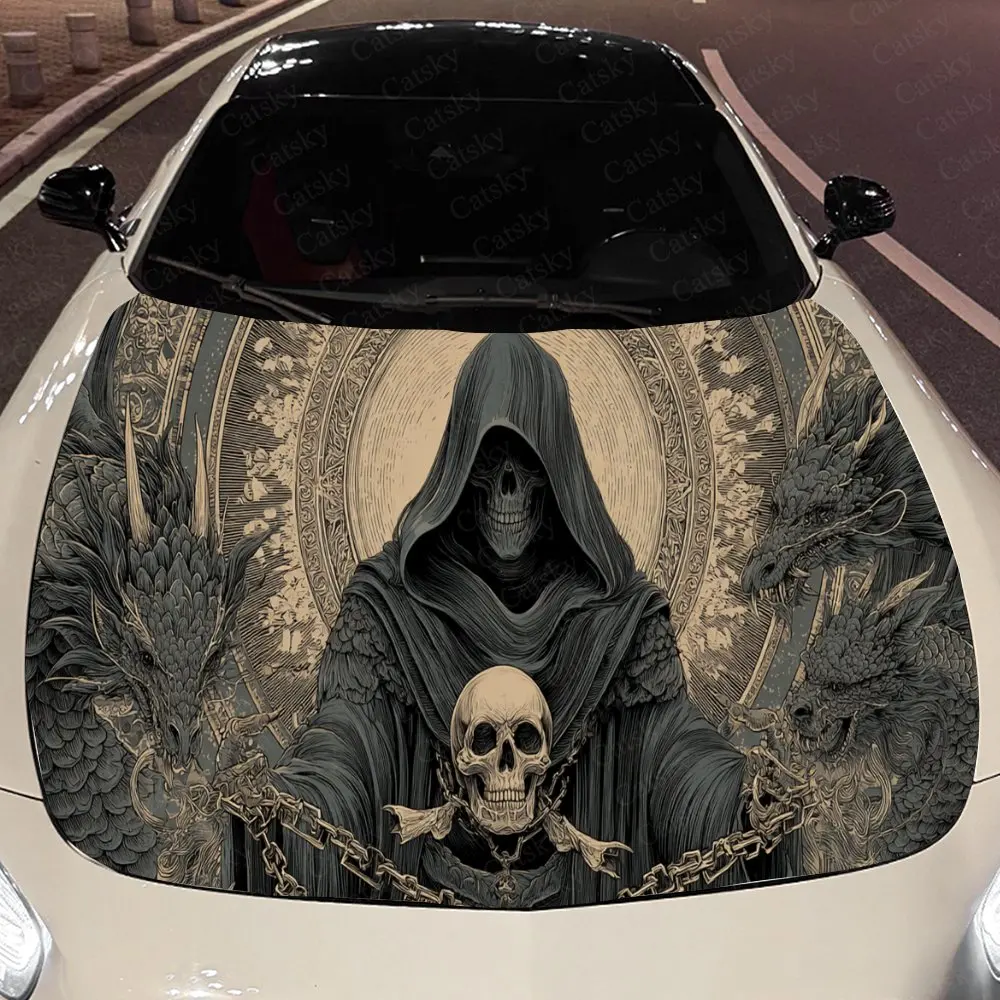 

Mysterious Grim Reaper Dragon Auto Cover Sticker, Waterproof and Self-adhesive Auto Hood Decal, Auto Vinyl Wraps, Cool Car Exter