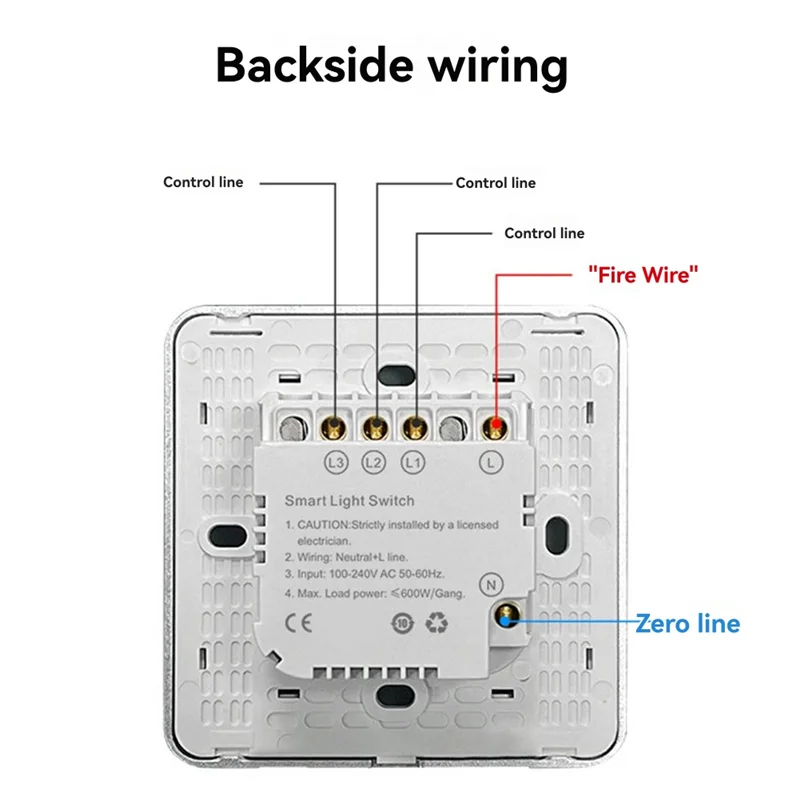 A29F-Glass Touch Switch Tuya Smart Home Wifi Display Light Switch For Google Alexa Three-Way Control