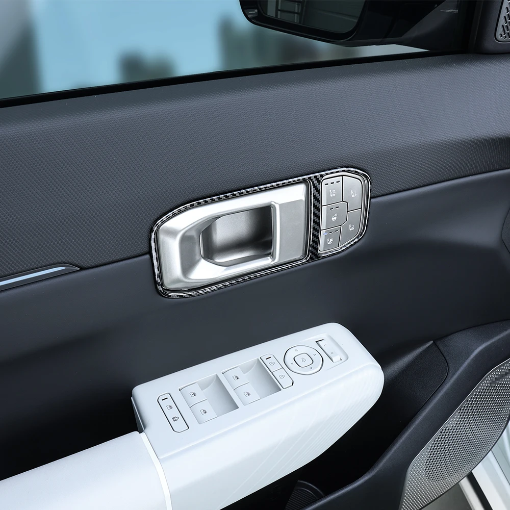 لكيا EV4 2025 2026 4 قطعة ABS الخشب الحبوب الأحمر سيارة مقبض الباب الداخلي الإطار إكسسوارات خارجية لأبواب السيارات الكسوة LHD #2