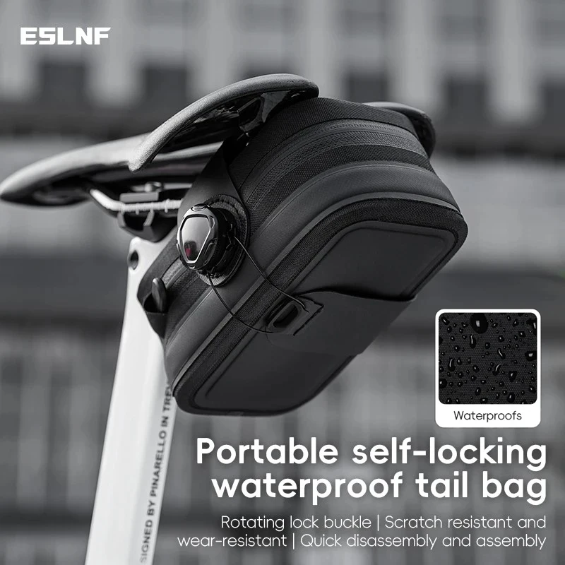 ESLNF Bolsa de ciclismo à prova de chuva portátil Bolsa para selim de mountain bike com fivela de liberação rápida Bolsa para bicicleta de estrada