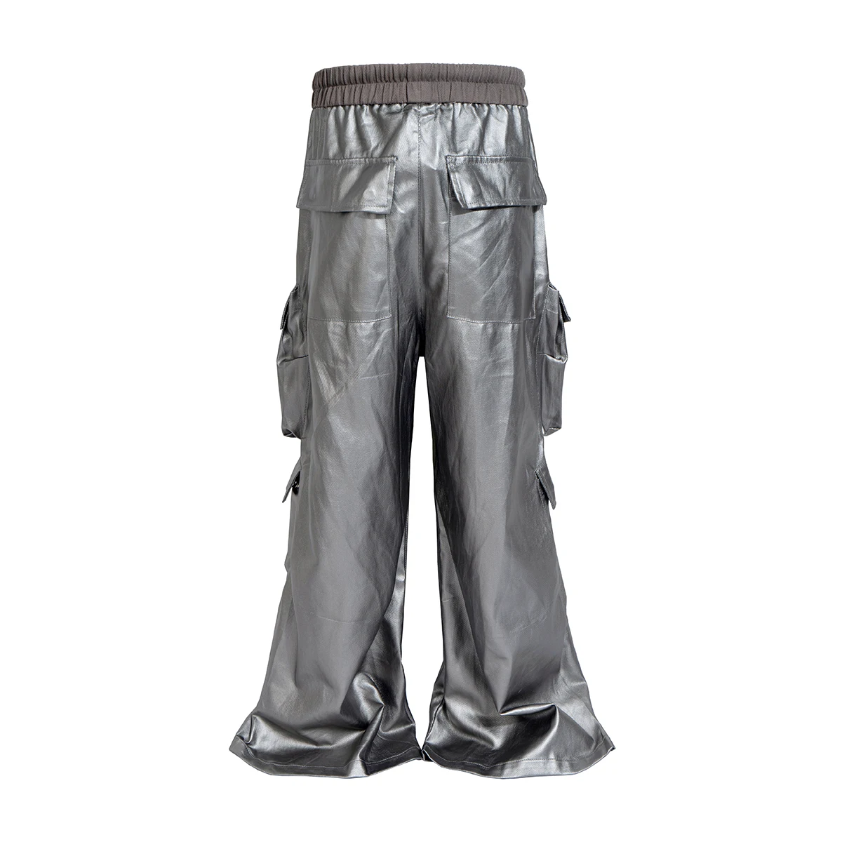 High Street Vintage Matte Coated Cargos  for Men and Women Wide Leg Drawstring Baggy Leather Pants Oversized Cleanfit Trousers
