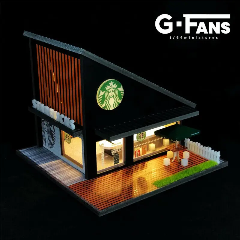 Imagem -02 - Gfans 1:64 Garagem Luzes Led Diorama Lawson Estrela Café