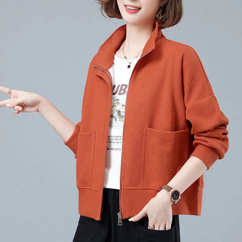 

New Zipper Sweatshirt Jacket Women Spring Autumn Coat Hoodies Sportswear Korean Fashion Casual Loose Outerwear Long Sleeve Black