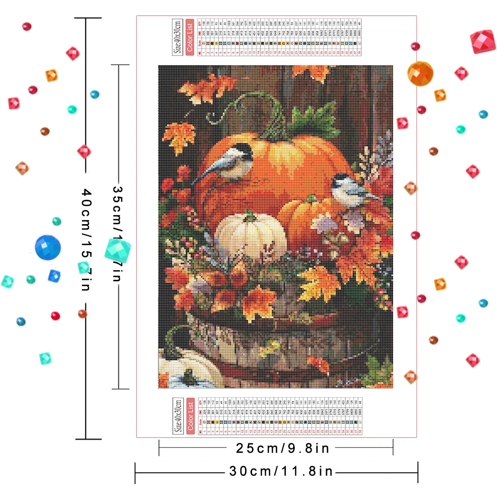 HUACAN Diamond Painting Novelty 2023 Birds Animal Mosaic Needlework Round Drill Embroidery Pumpkin Home Decor Cross Stitch Kits