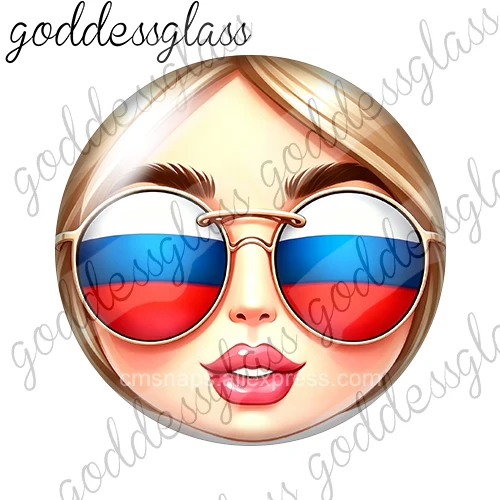 Russian flag sunglasses Matryoshka doll face 12mm/18mm/20mm/25mm Round photo glass cabochon flat back Accessories DIY jewelry image 5