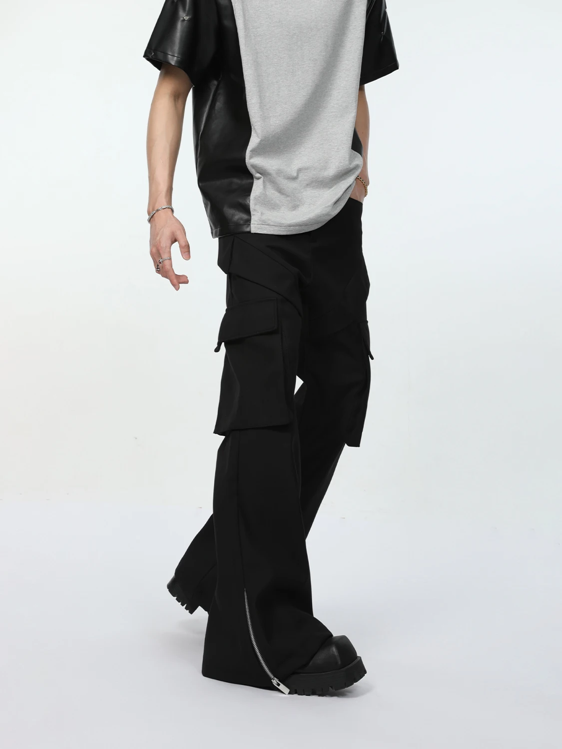 Fashion 2024 Men's Causal Pants Summer Zipper Multi-Pockets Solid Color Men's Street Trendy Male Casual Straight Trousers