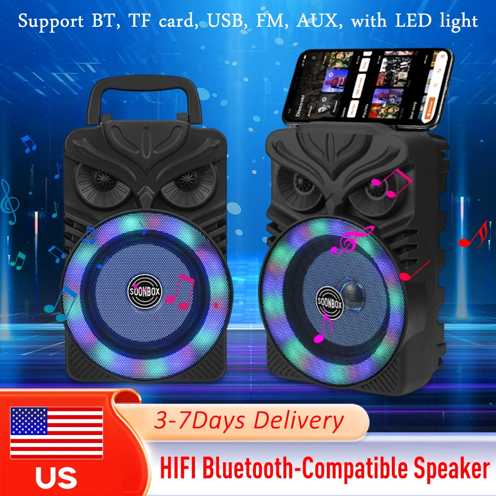 

Портативная беспроводная Hi-Fi колонка 1200 мАч Bluetooth 5.1 с RGB-подсветкой, мобильная подставка, для вечеринок в помещении и на улице, для воспроизведения музыки
