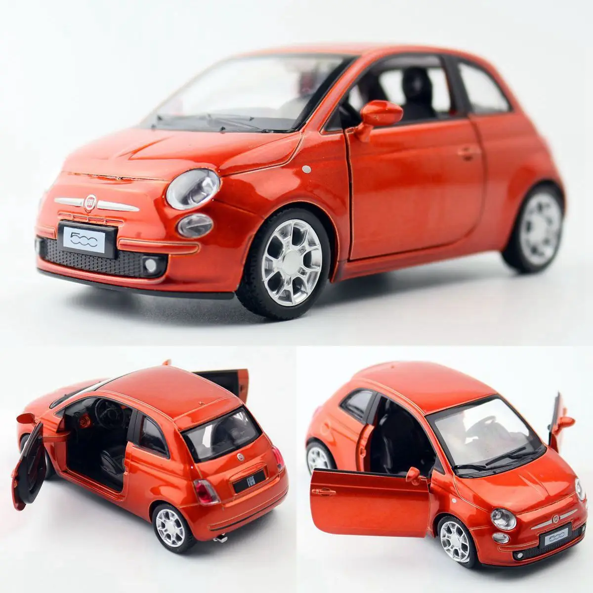 1/28 Fiat 500 Toy Car Miniature CCA Classical Model Diecast Alloy Collection Doors Openable Pull Back Vehicle Collection Gift