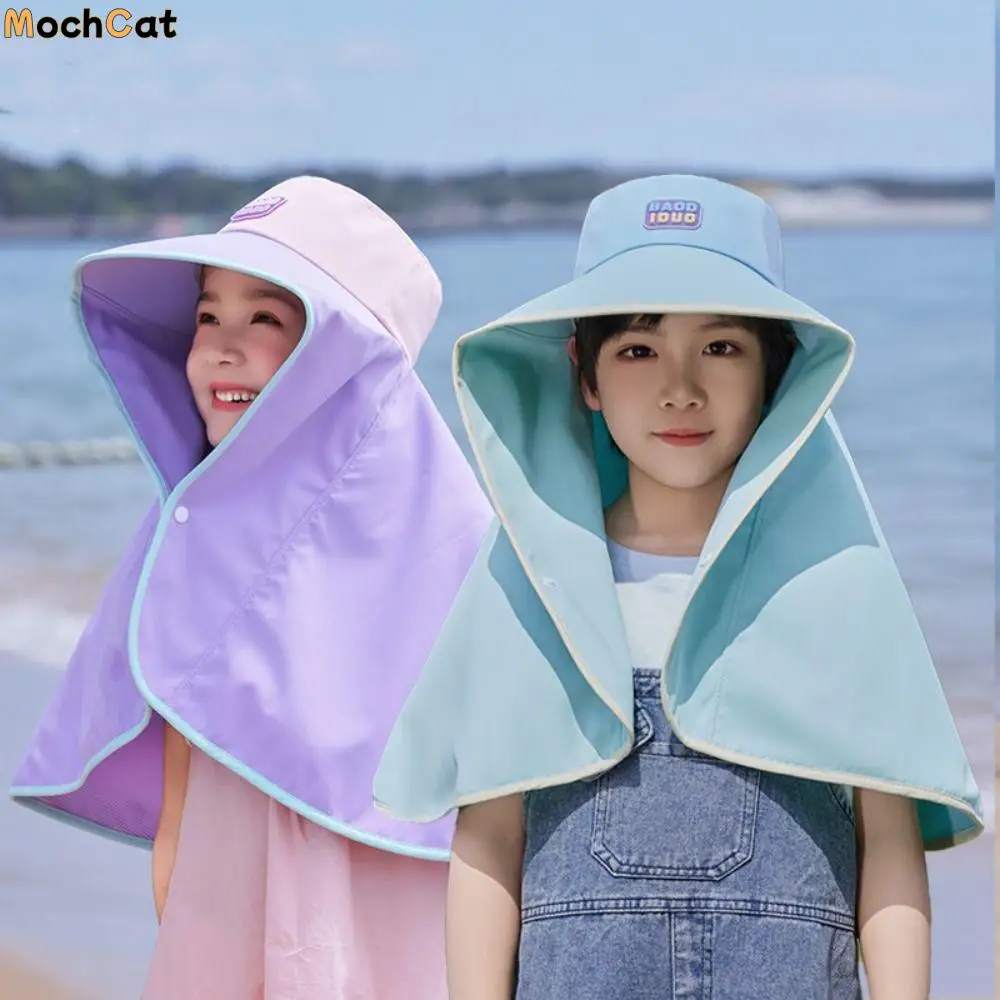 

Big Brim Baby Fisherman Hat Sun Protection Extended Shawl Kids Sunscreen Hat Bucket Cap Neck Cover Children Beach Cap Sun Visor