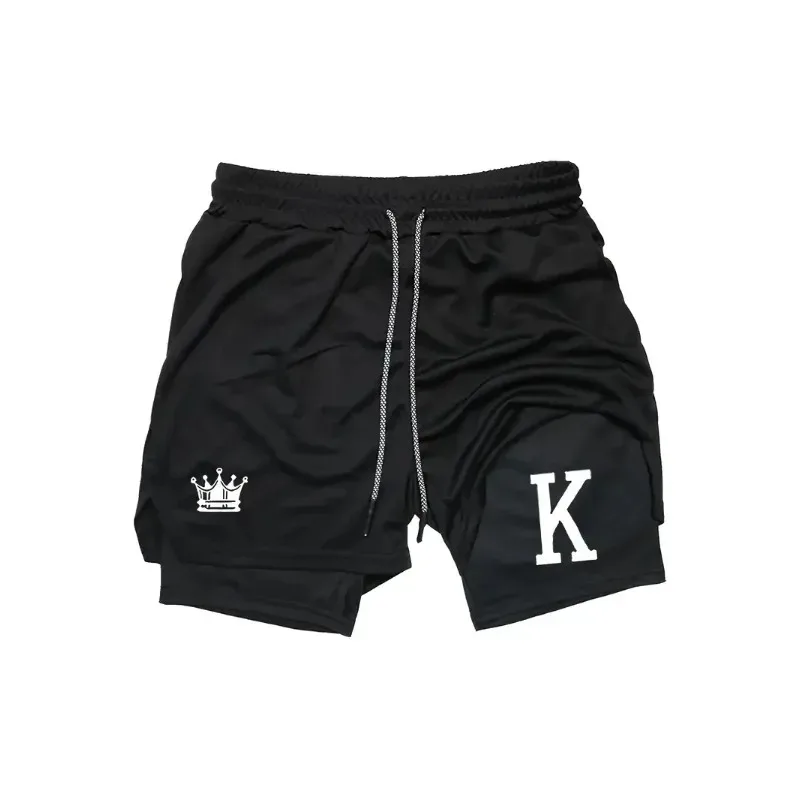 Running Fashion Summer Training Harajuku Casual Tight Towel Loop Fashion Versatile Men's Comfortable Mesh 2-in-1 Sports Shorts