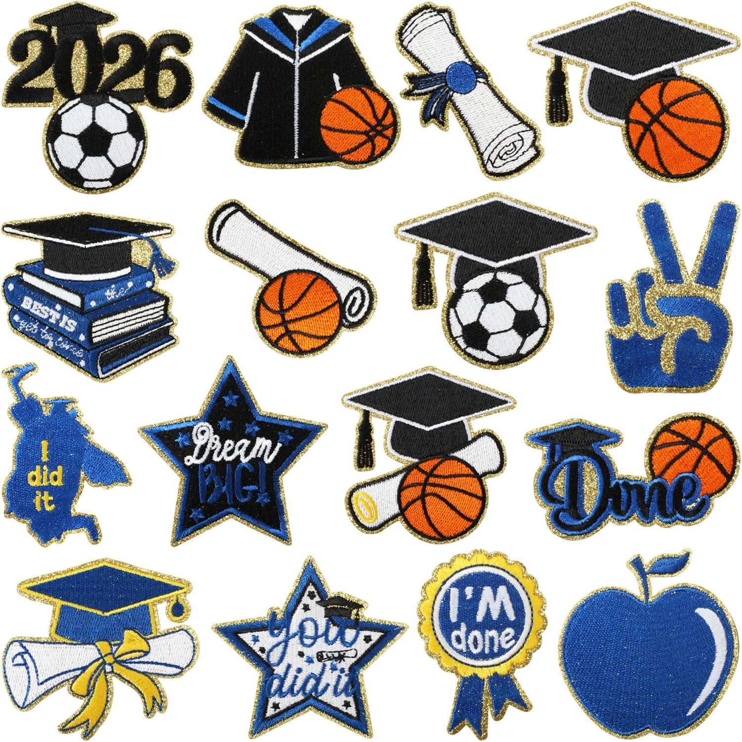 1PCS Graduation Season Good Memory Embroidery Patch Sticker Ceremony Dress Up Sublimation For Cap Gown Keepsake