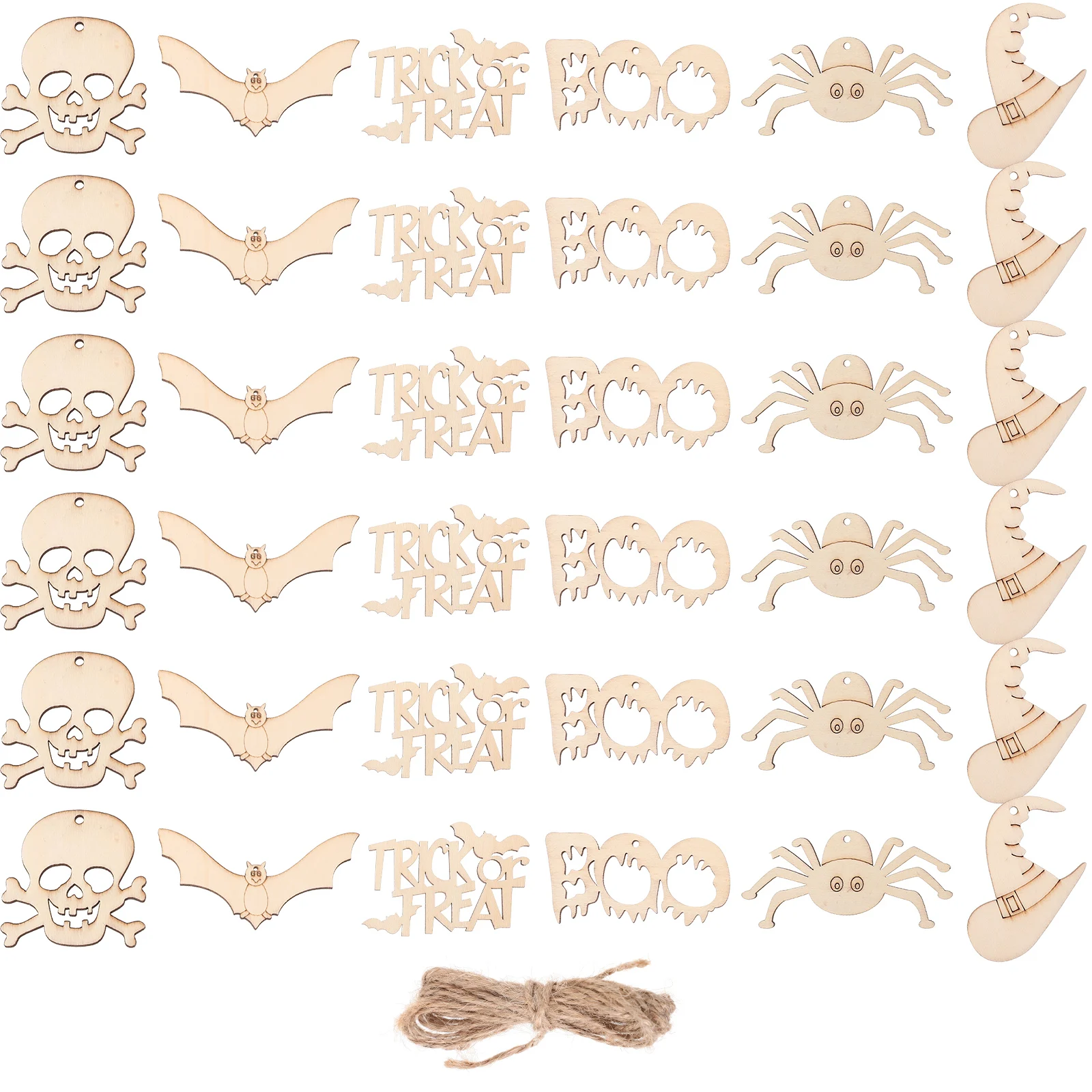

60 Pcs Halloween Decorations Wooden Slice DIY Craft Supplies Blank Wood Pieces Unfinished Slices Ghost FestivalHaunted House